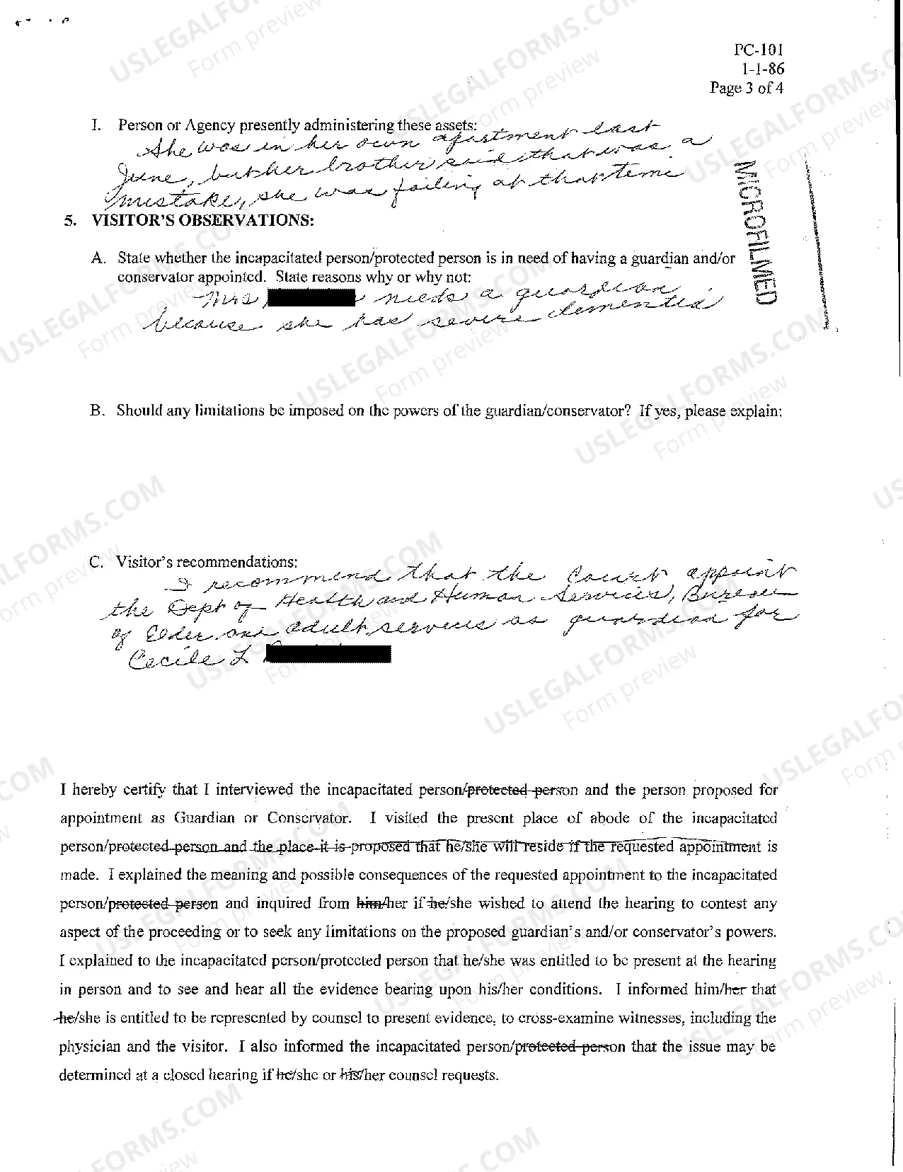 Preview A11 Court Appointed Visitor's Report