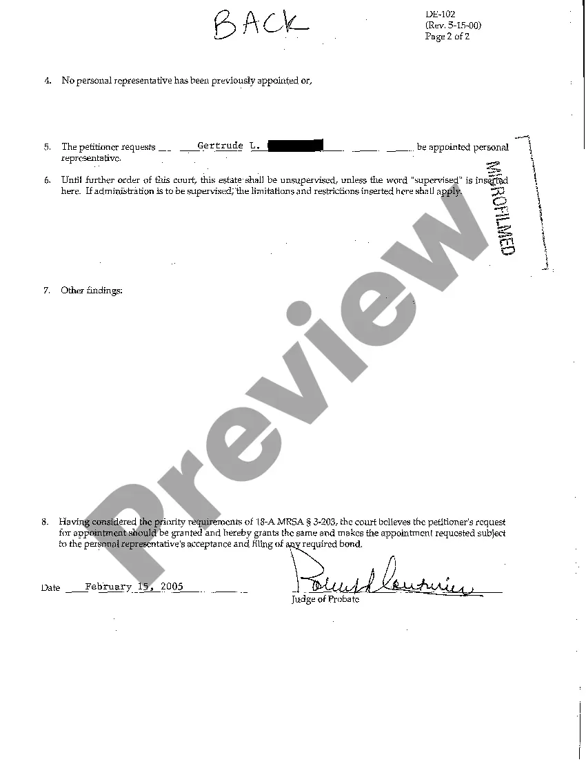 Preview A09 Order - Formal Adjudication of Intestacy and Formal Appointment Without a Will or Formal Appointment without Simultaneous Probate