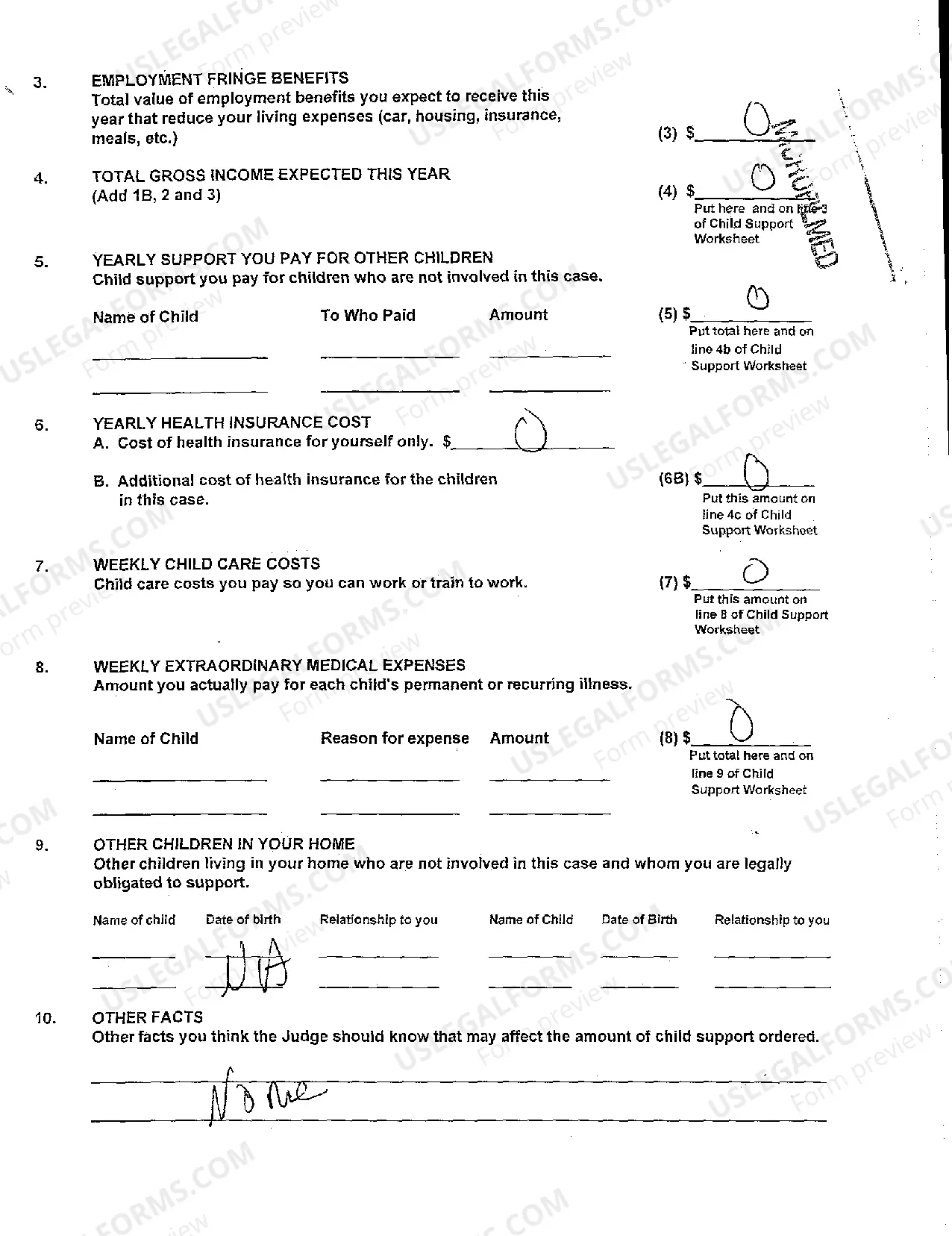 Preview A06 Child Support Affidavit