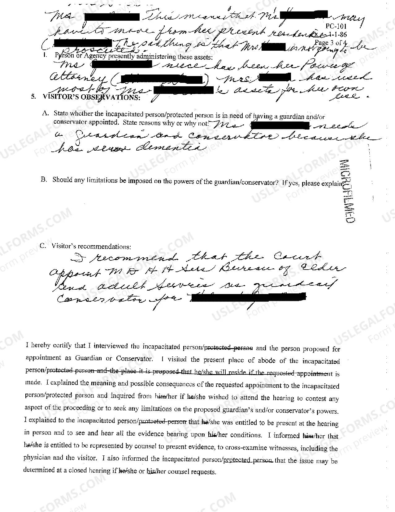 Preview A08 Court Appointed Visitor's Report
