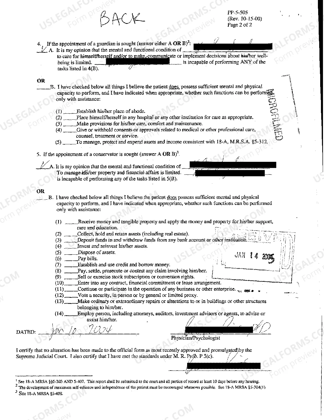 Preview A15 Physician's or Psychologist's Report - Guardianship and or Conservatorship Proceeding