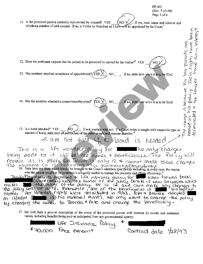 Get A01 Petition for Appointment of Conservator Preview A01 Petition for Appointment of Conservator