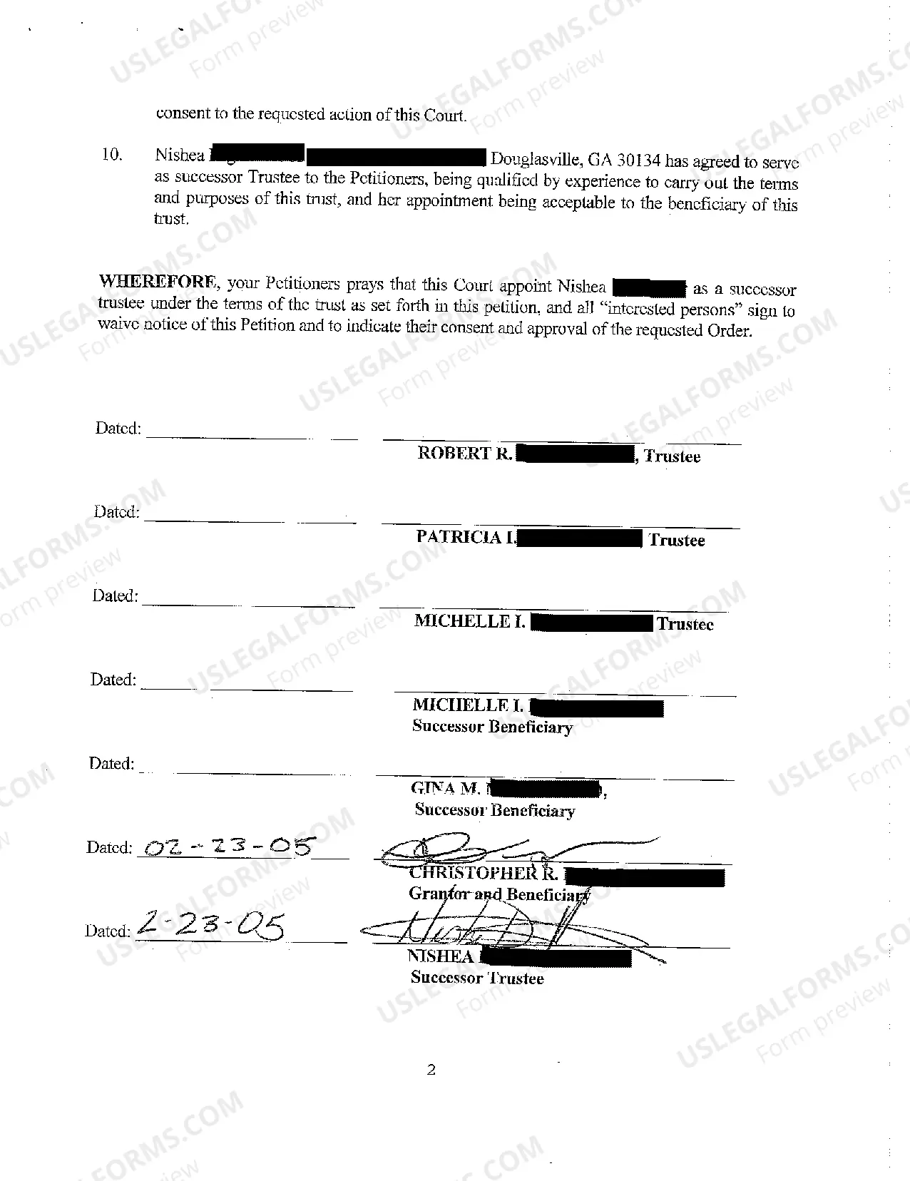 Preview A01 Petition for Appointment of Successor Trustee