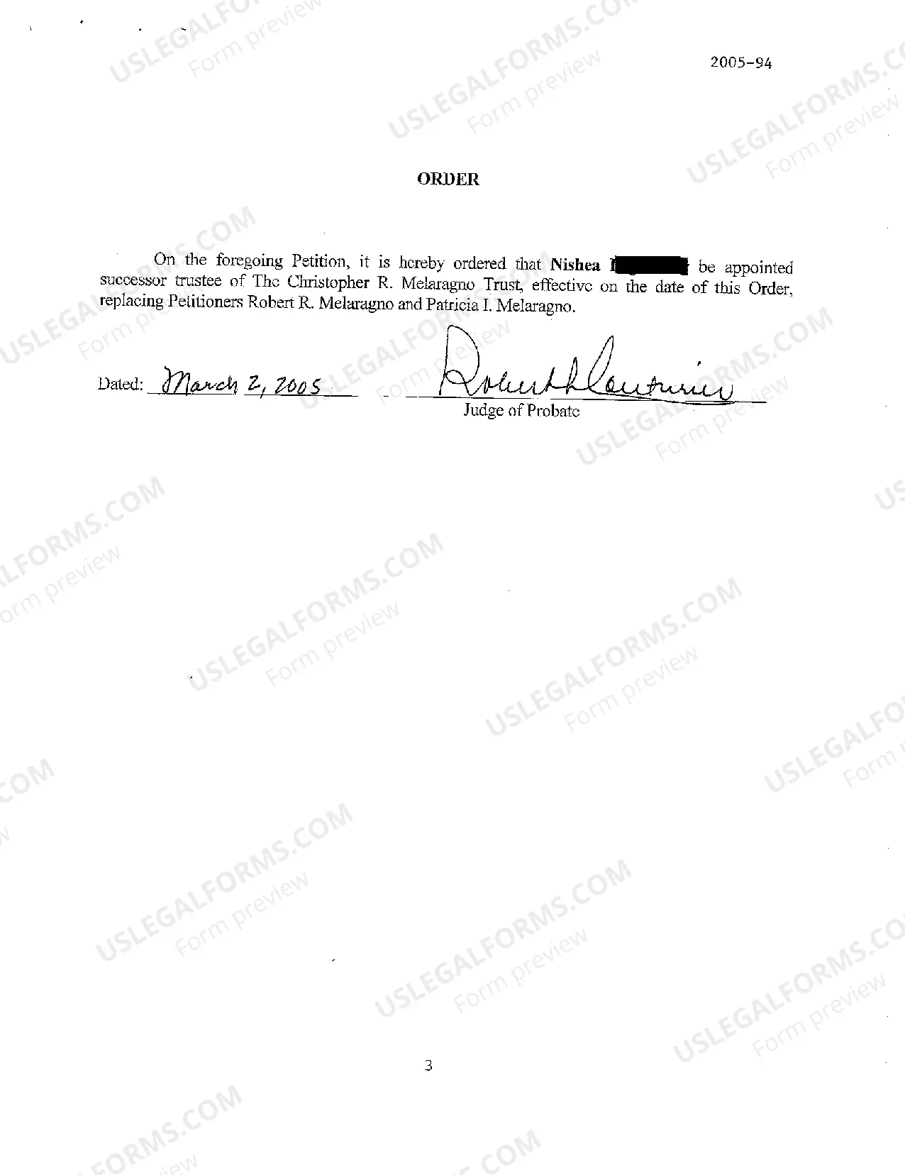 Preview A01 Petition for Appointment of Successor Trustee