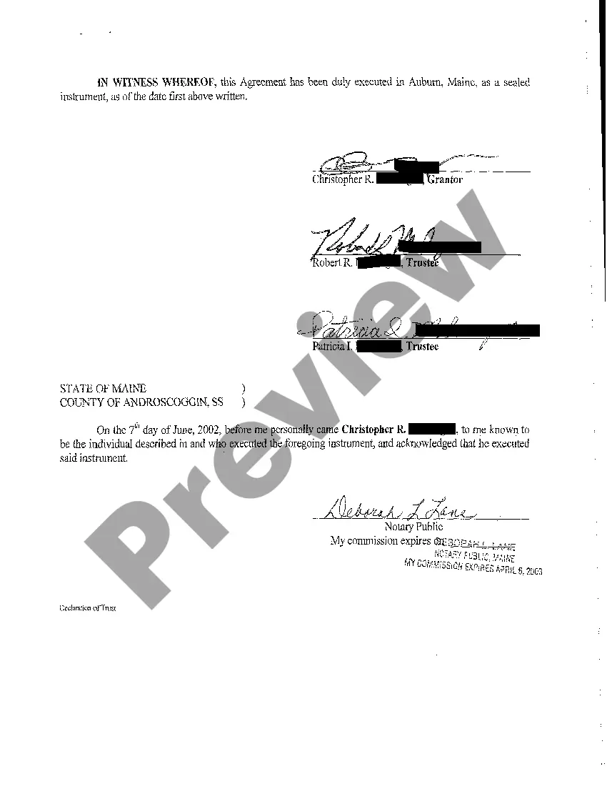 Get A05 Declaration of Trust Preview A05 Declaration of Trust