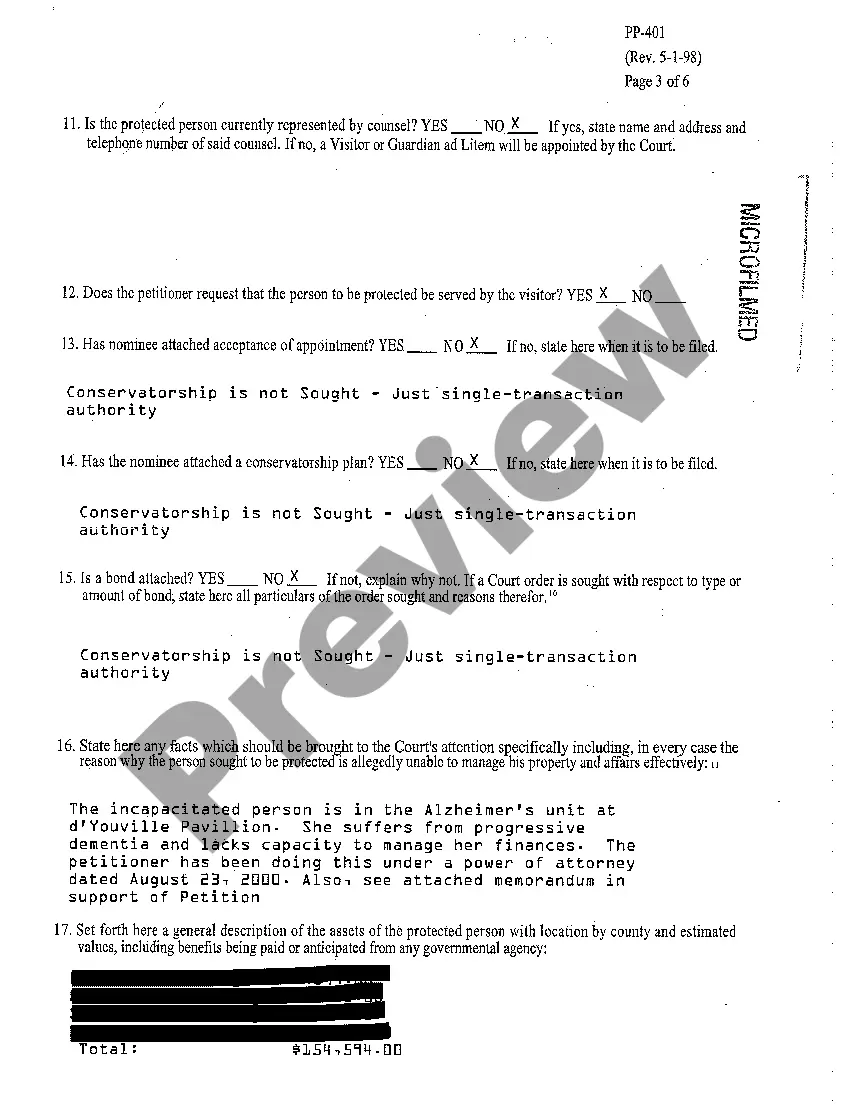 Preview A03 Petition for Single Transaction Authority