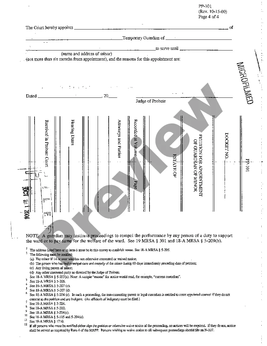Preview A11 Petition for Appointment of Guardian of Minor