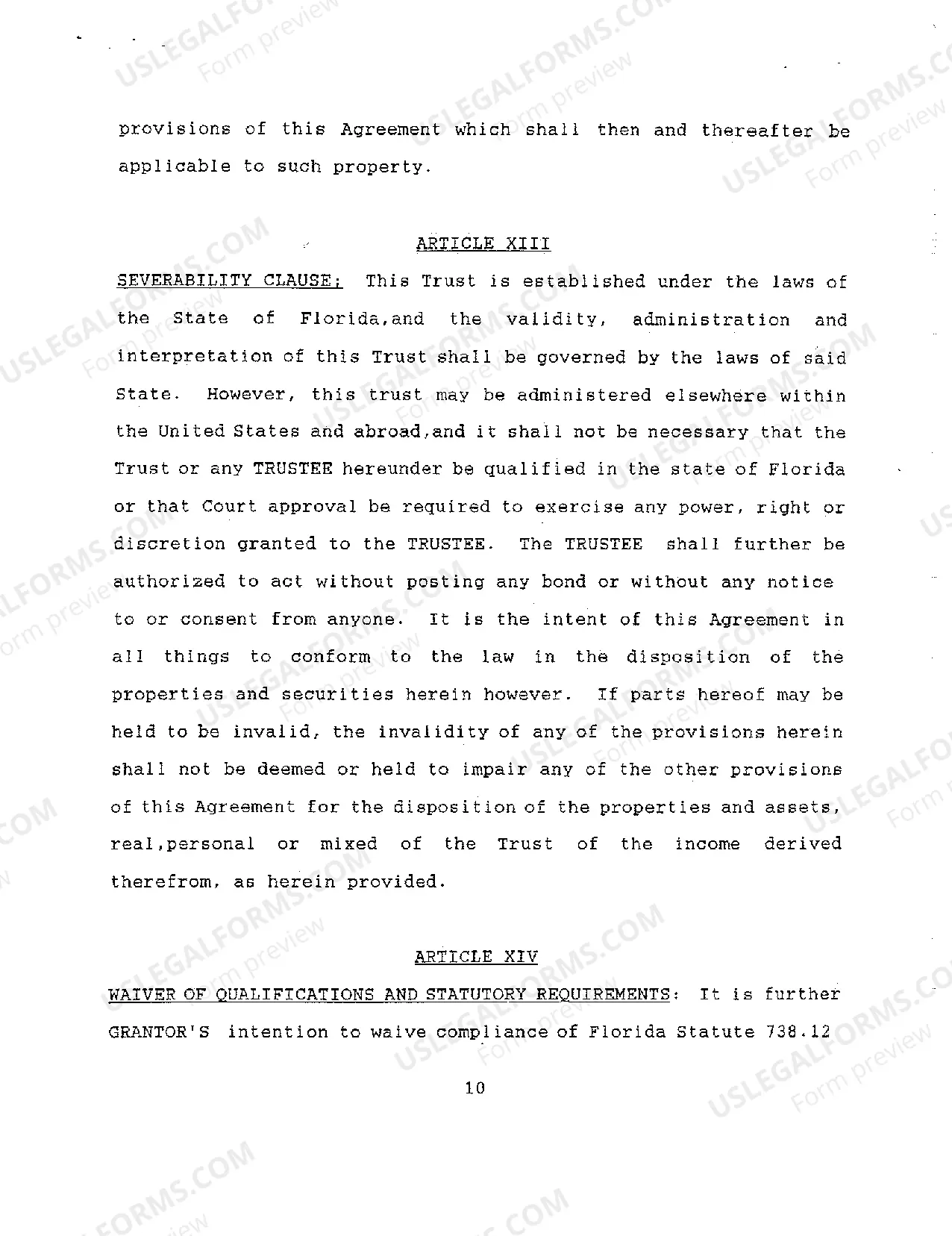 Preview A04 Revocable Living Trust Agreement