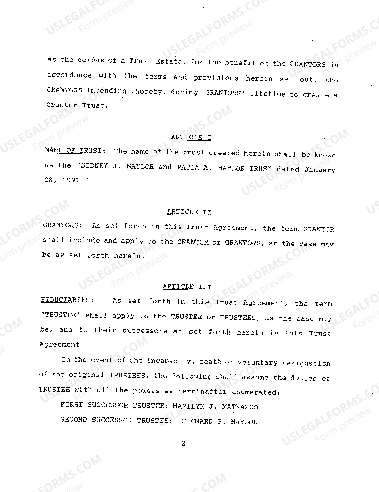 Preview A04 Revocable Living Trust Agreement