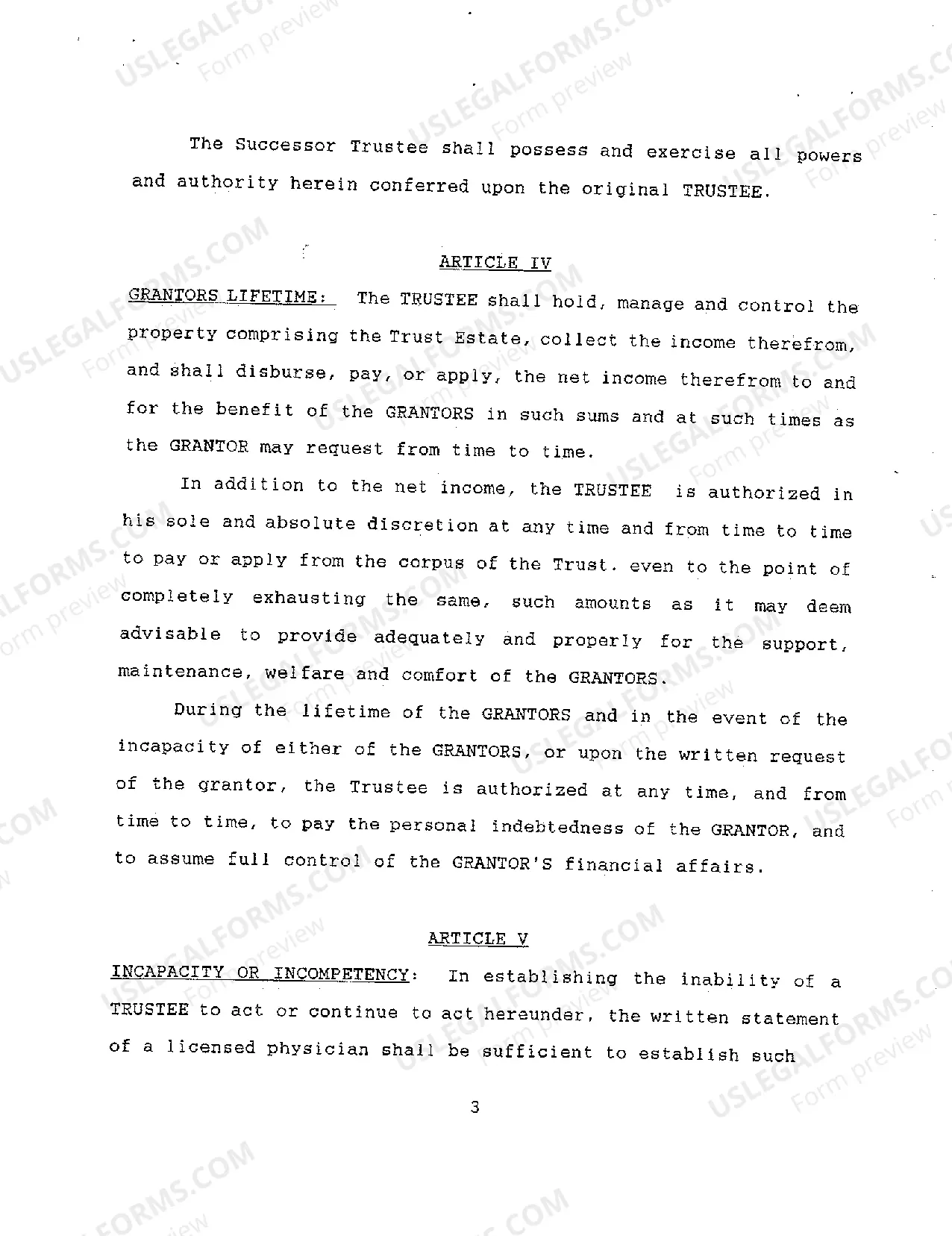 Preview A04 Revocable Living Trust Agreement