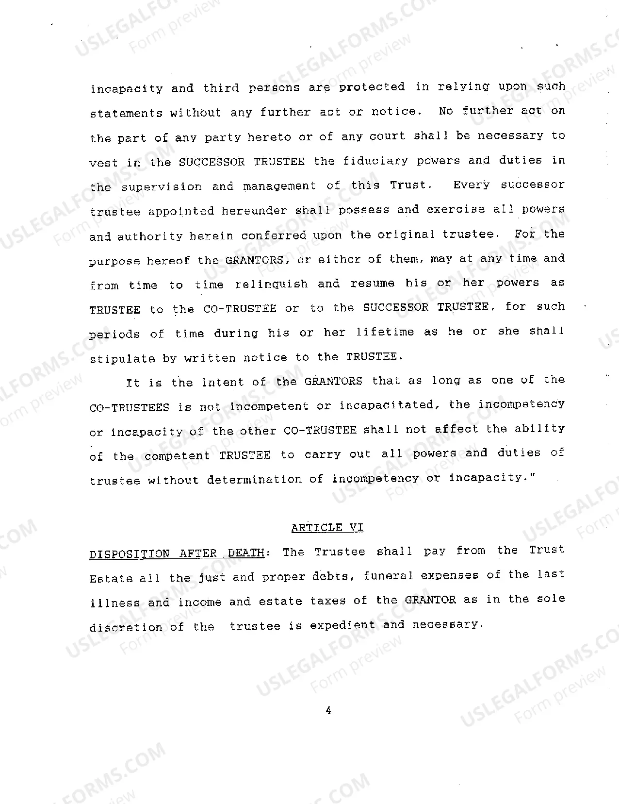 Preview A04 Revocable Living Trust Agreement