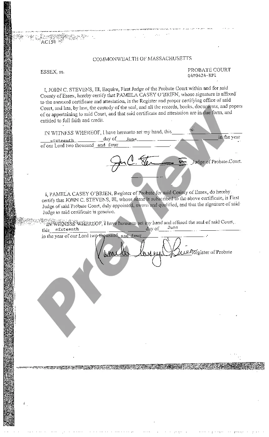 Preview A08 Last Will and Testament Registration Certificate