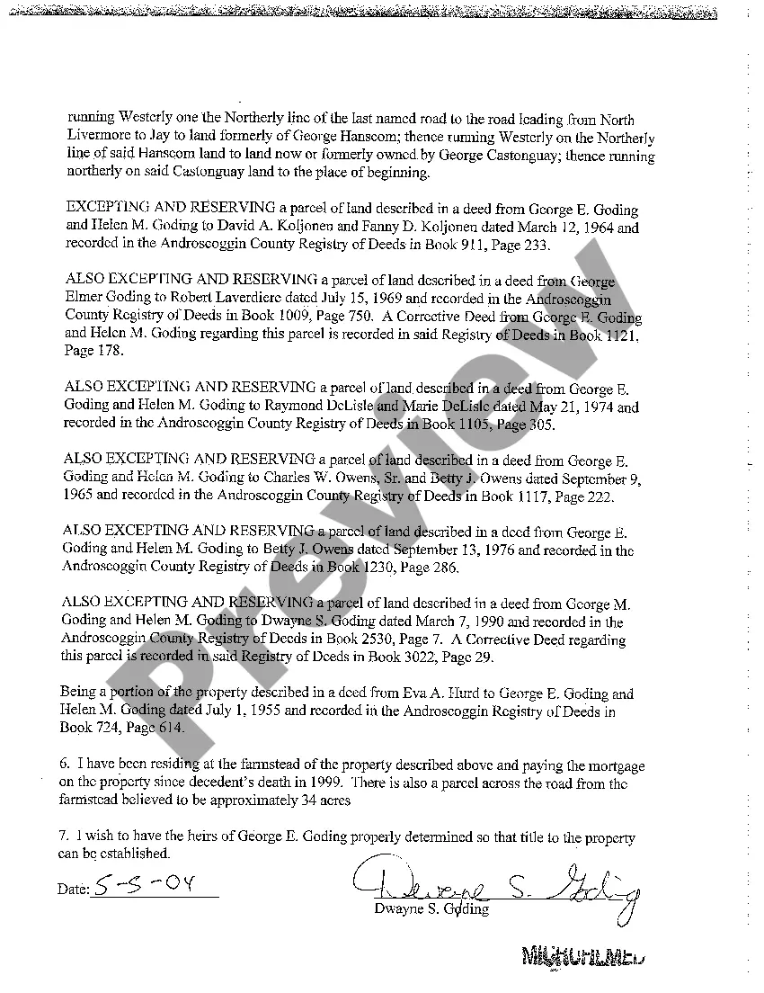 Preview A03 Affidavit of Grandson to Decedent in Support of Complaint to Determine Heirs