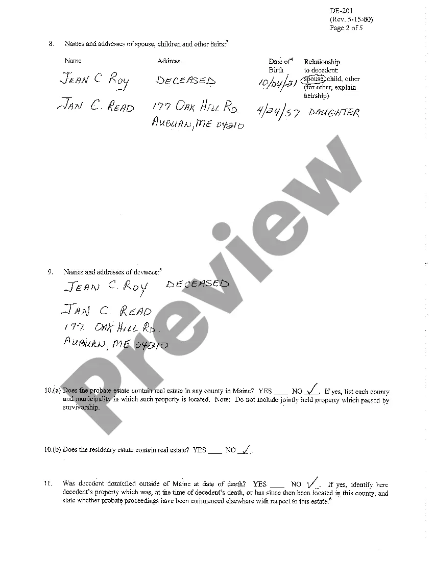 Preview A11 Petition for Formal Probate of Will and / or Appointment of Personal Representative