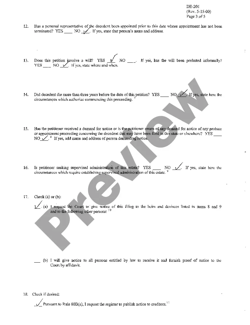 Preview A11 Petition for Formal Probate of Will and / or Appointment of Personal Representative