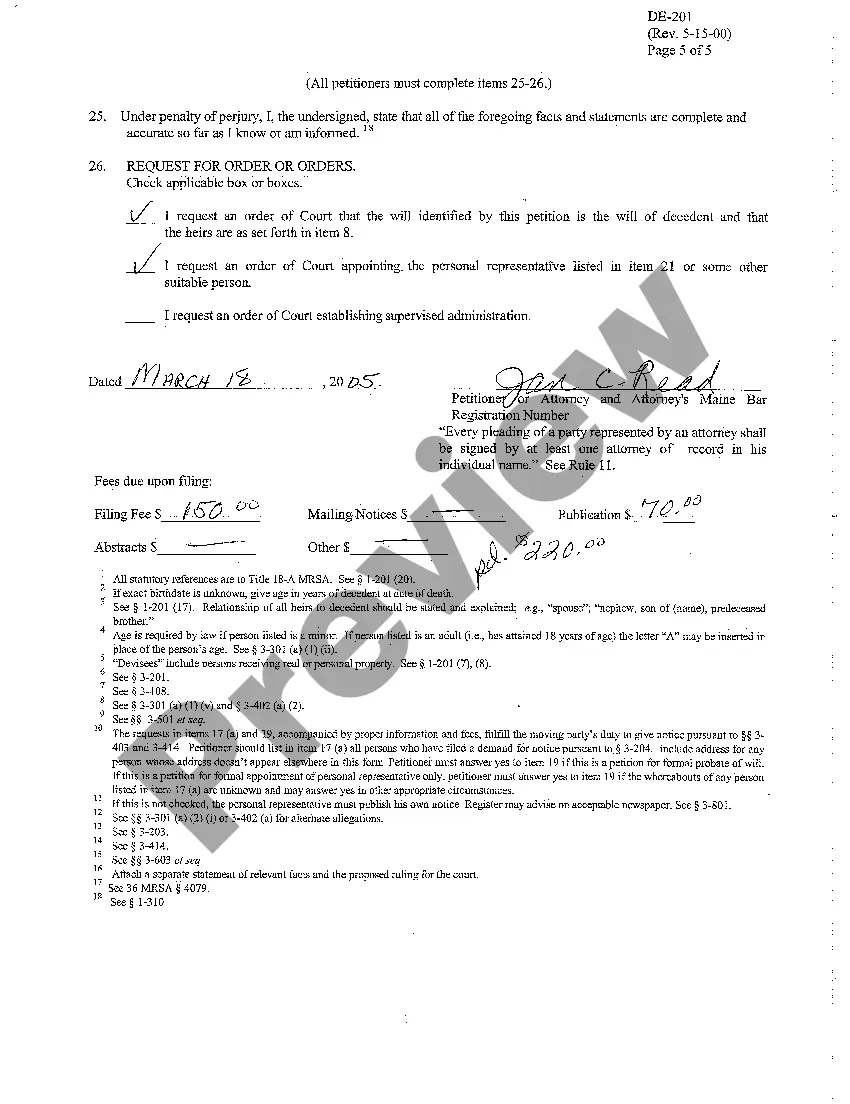 Preview A11 Petition for Formal Probate of Will and / or Appointment of Personal Representative