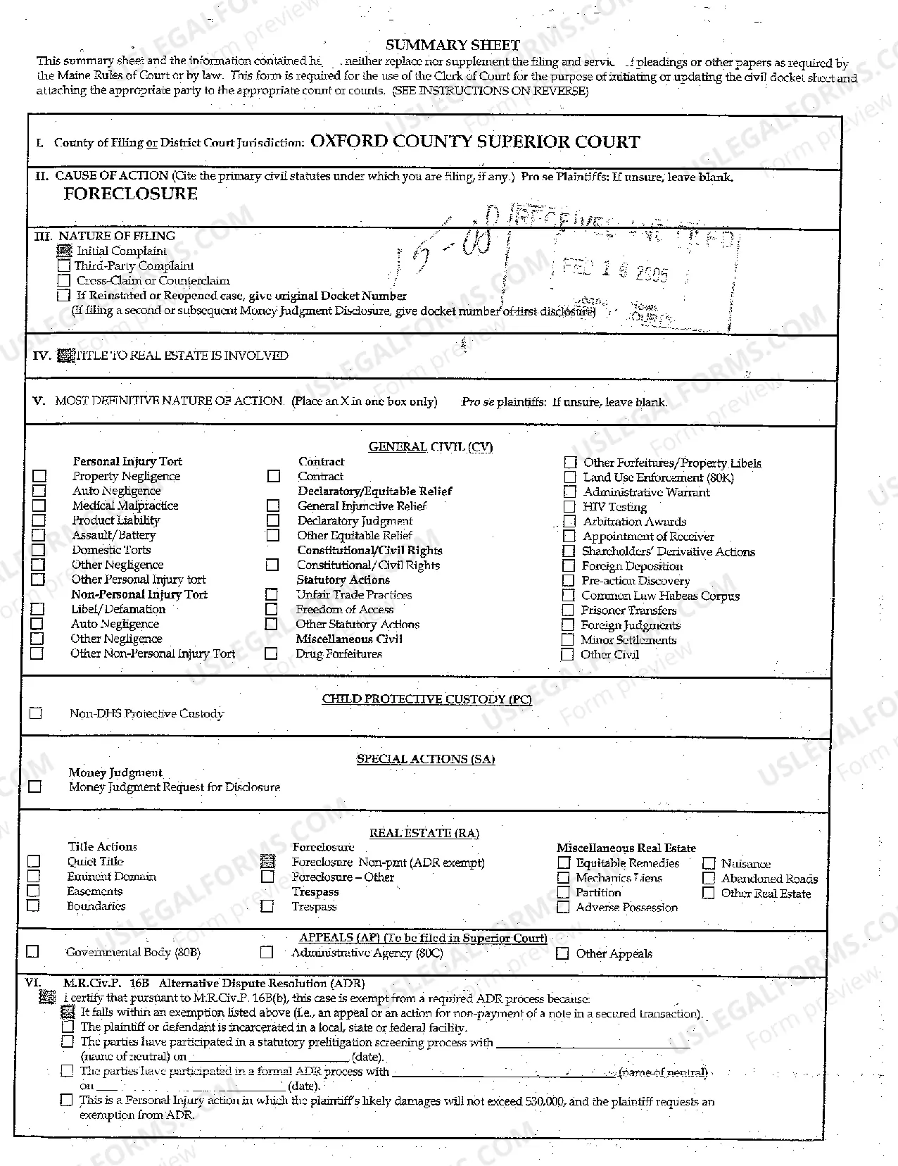 Preview A01 Complaint for Foreclosure of Mortgage Title to Real Estate is Involved