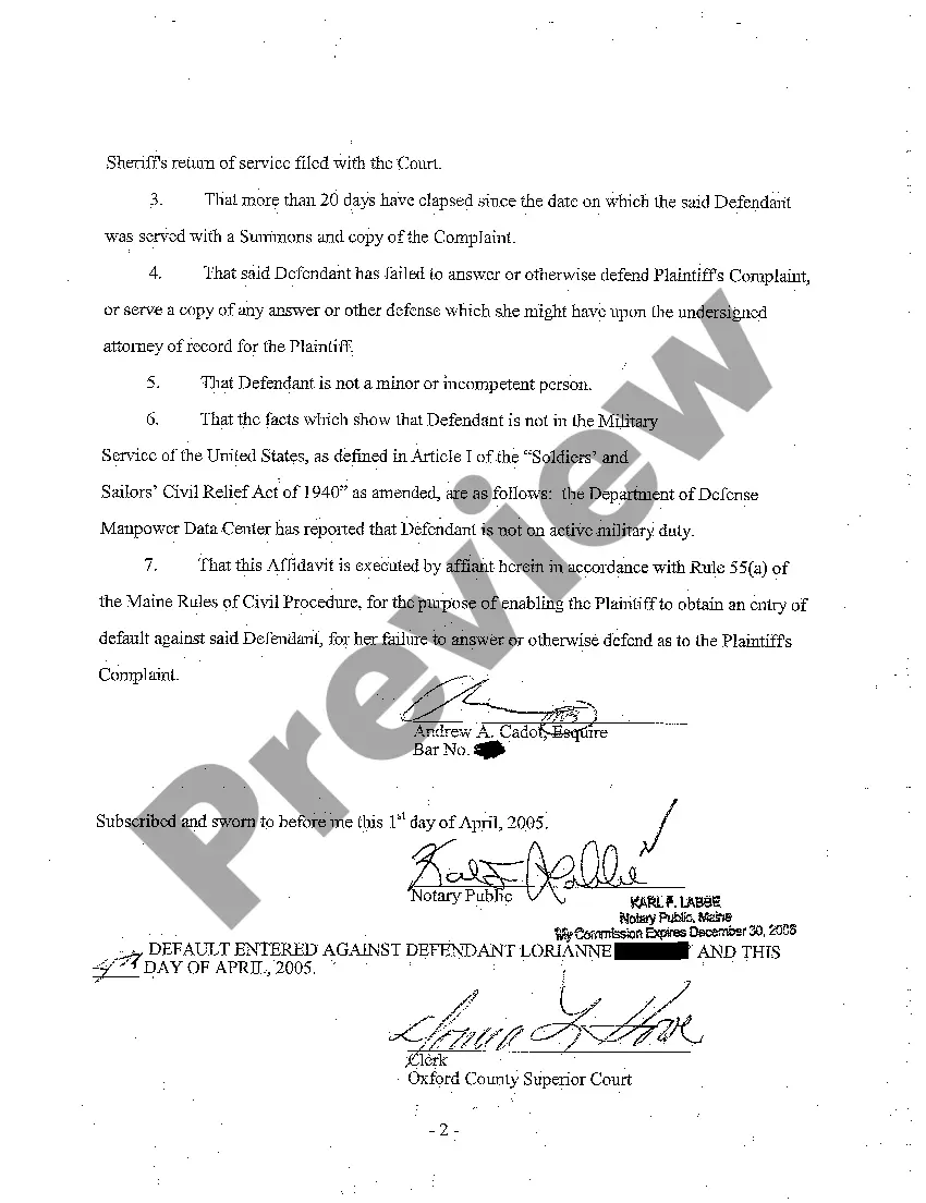 Preview A03 Application for Entry of Default