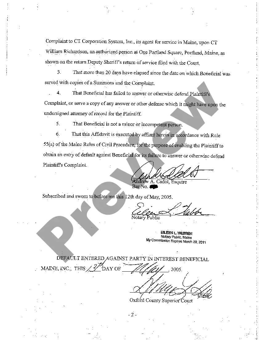 Preview A05 Application to Clerk for Entry of Default Against Party in Interest