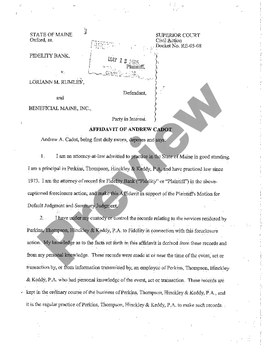 Preview A05 Application to Clerk for Entry of Default Against Party in Interest
