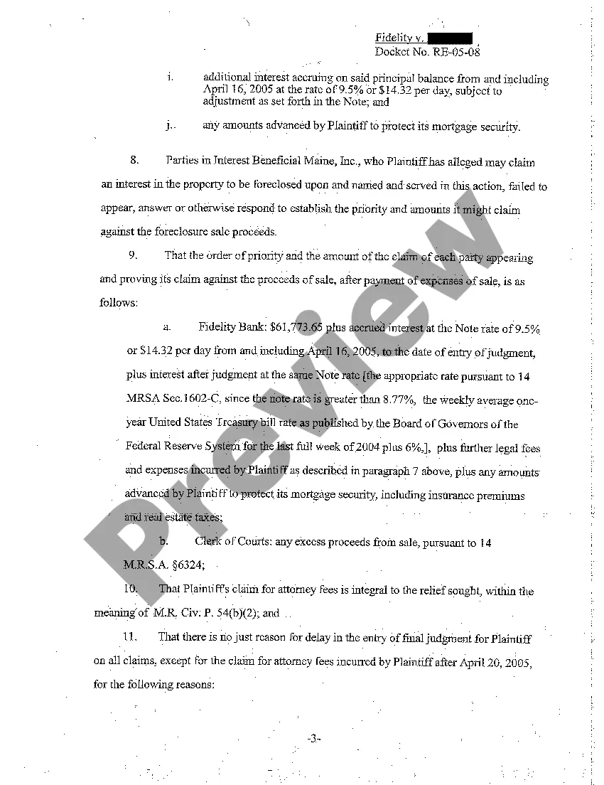 Preview A08 Order and Judgment of Foreclosure and Sale and Entry of Final Judgment