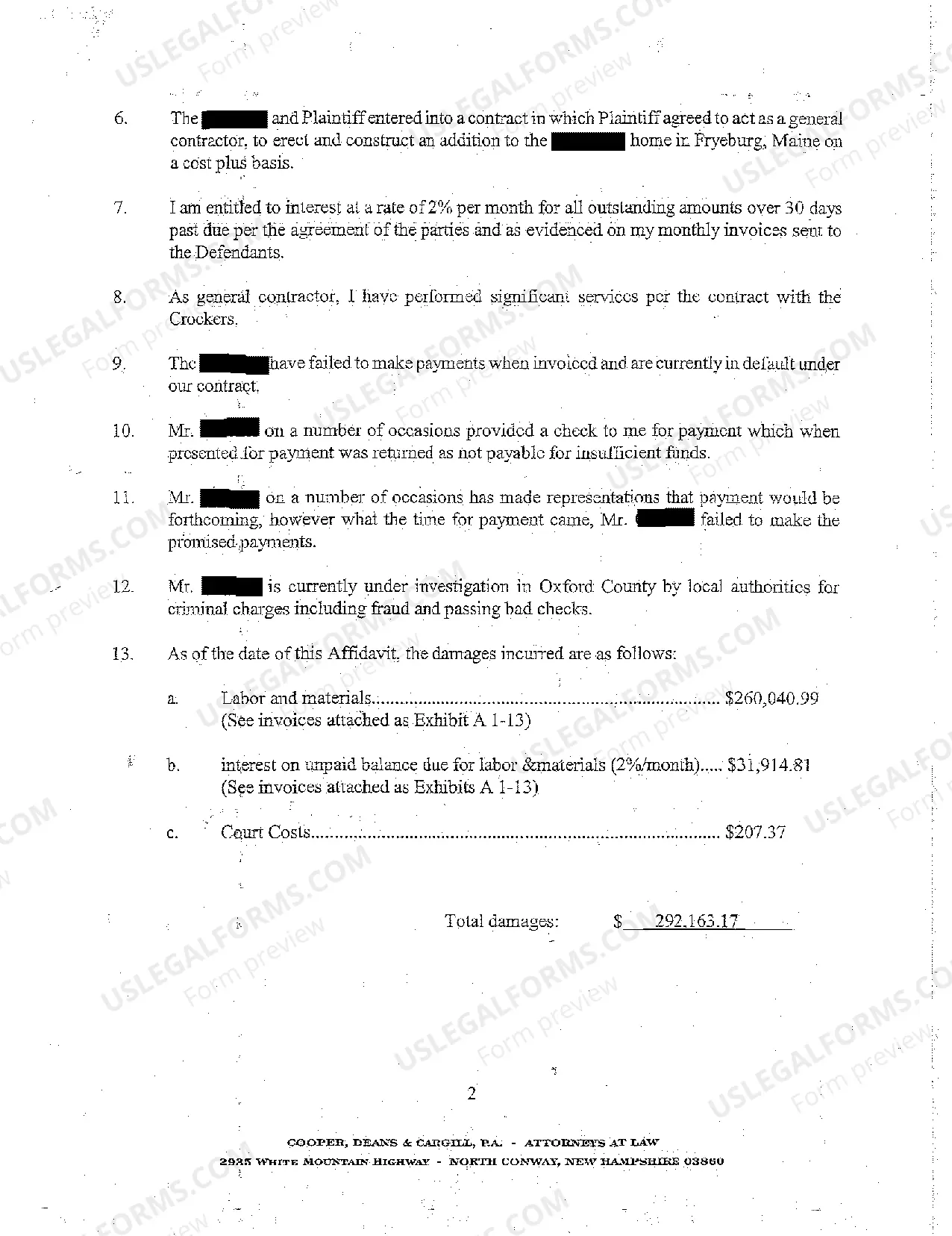 Preview A06 Affidavit of Damages