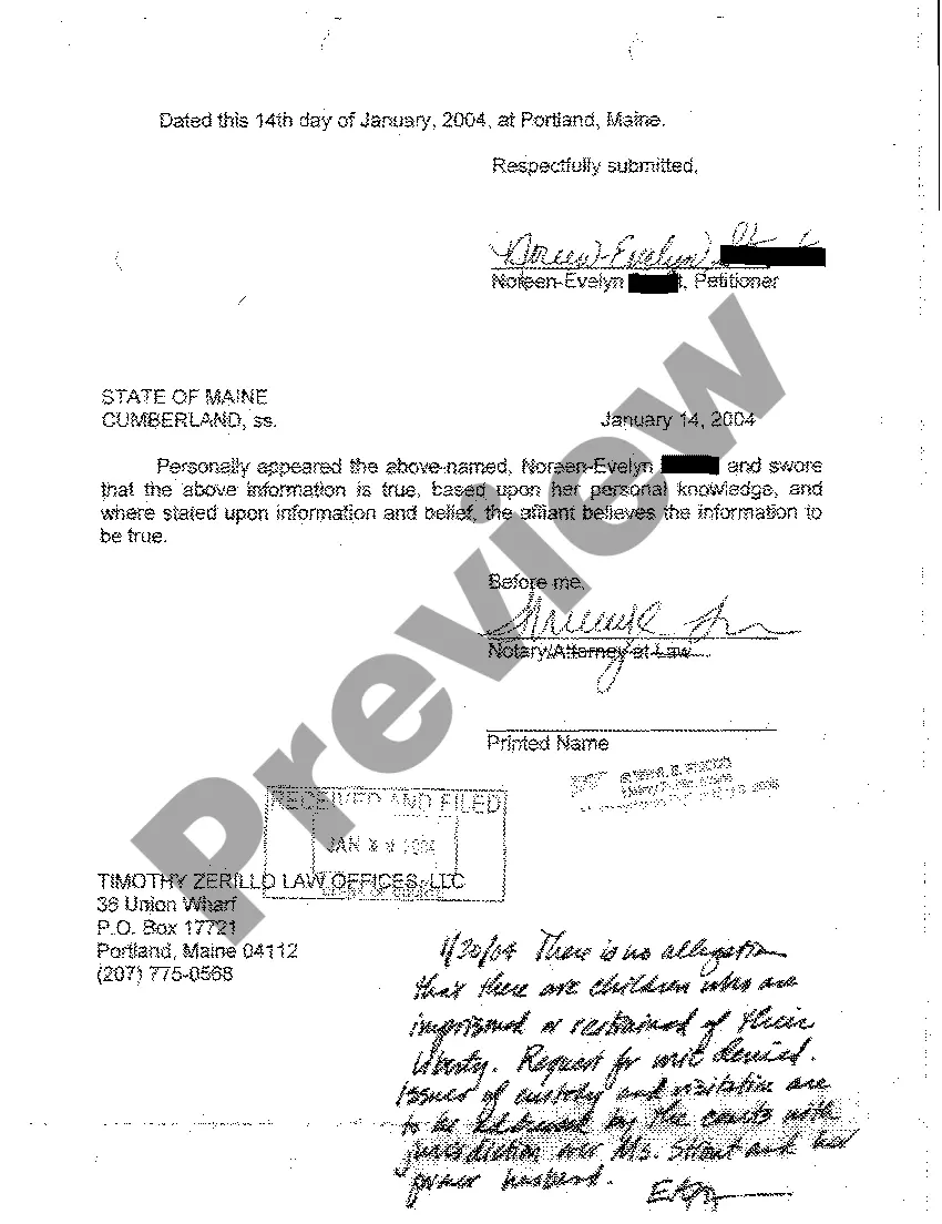 Get Petition for Writ of Habeas Corpus with Incorporated Memorandum of Law of Mother Attempting to Regain Custody of Children Preview Petition for Writ of Habeas Corpus with Incorporated Memorandum of Law of Mother Attempting to Regain Custody of Children