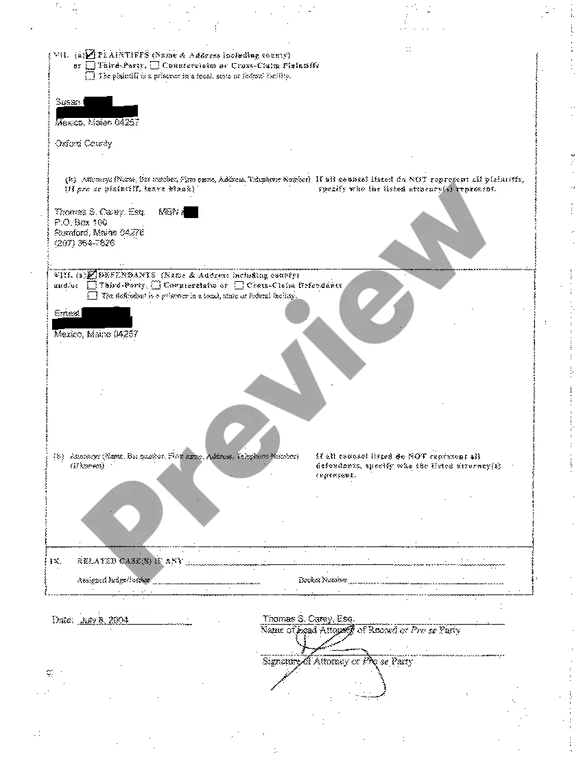 Preview A01 Complaint - Personal Injury to Lessee Due to Lessor Negligently Not Repairing Slippery Porch