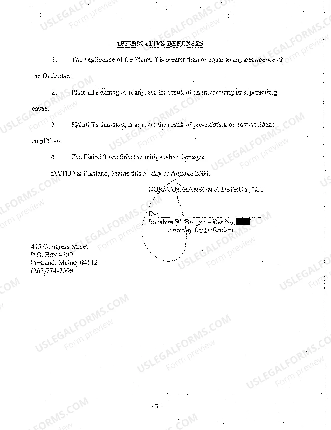 Preview A02 Answer to Complaint