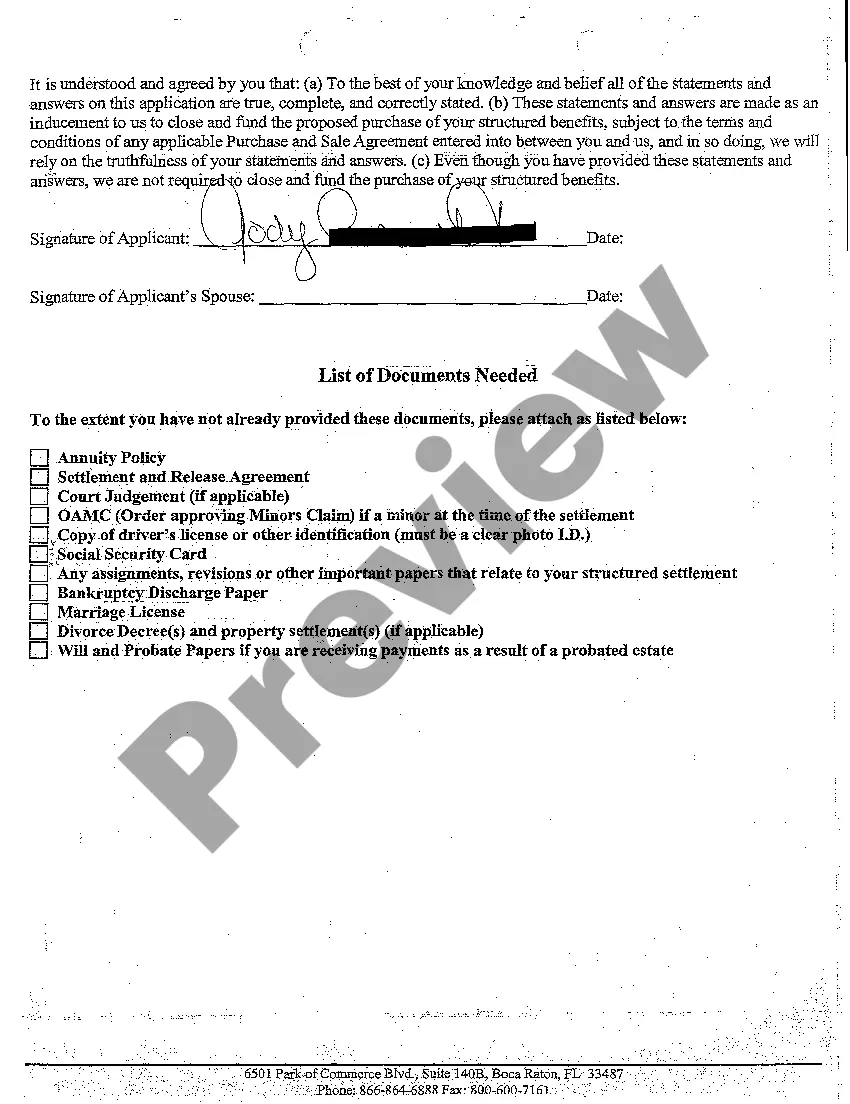 Preview A01 Application to Transfer Structured Settlement Payment Rights