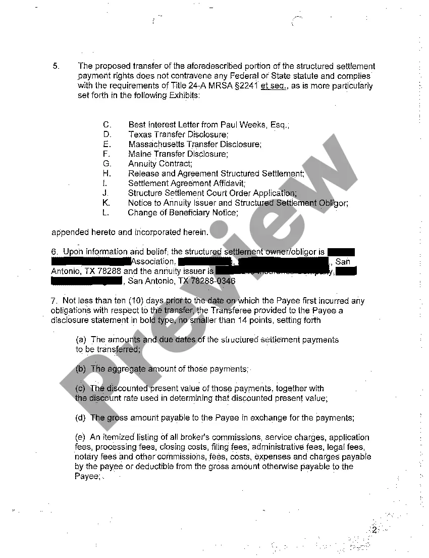 Preview A01 Application to Transfer Structured Settlement Payment Rights