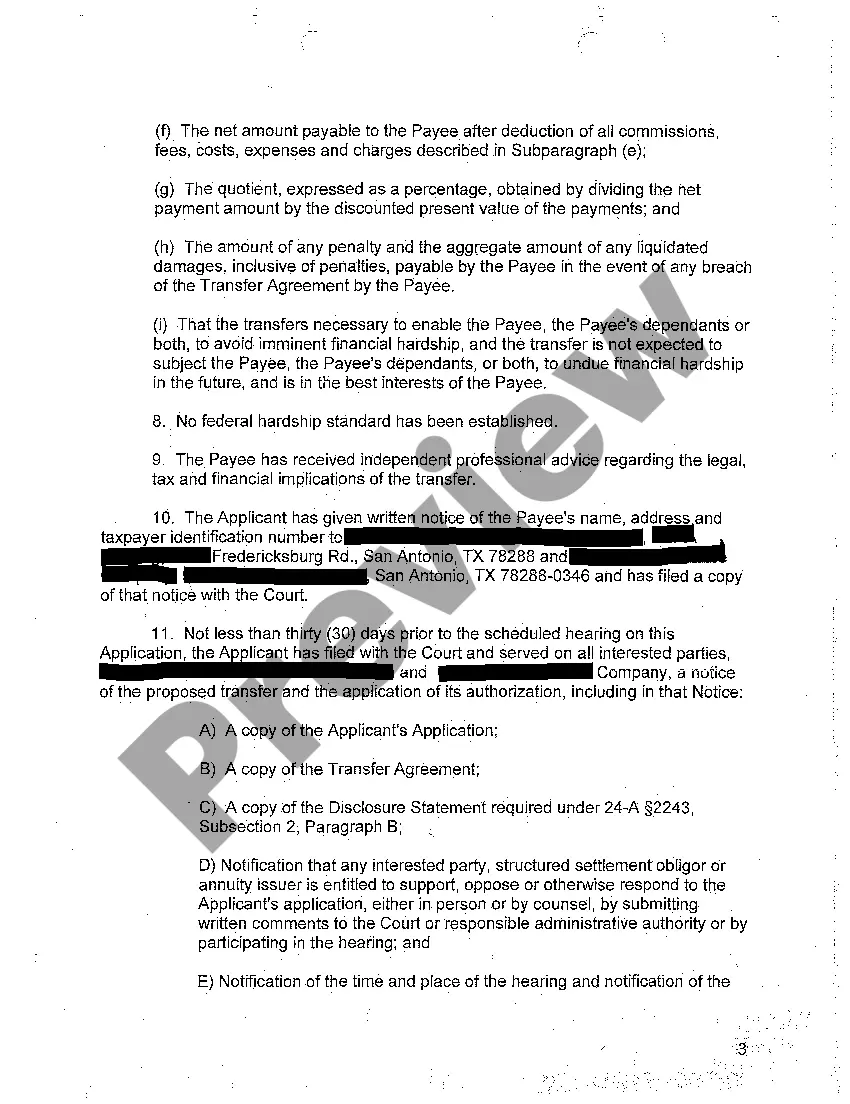 Preview A01 Application to Transfer Structured Settlement Payment Rights