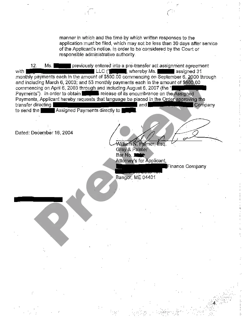 Preview A01 Application to Transfer Structured Settlement Payment Rights