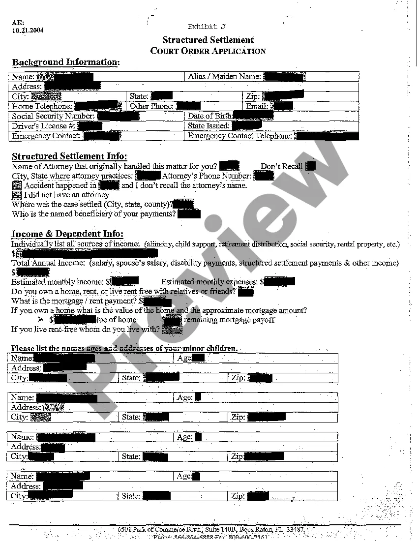 Preview A01 Application to Transfer Structured Settlement Payment Rights