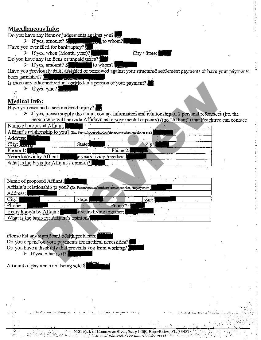 Preview A01 Application to Transfer Structured Settlement Payment Rights