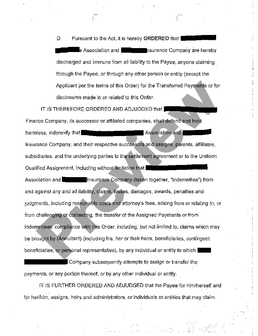 Get A02 Order of the Court to Transfer Structured Settlement Payment Rights Preview A02 Order of the Court to Transfer Structured Settlement Payment Rights