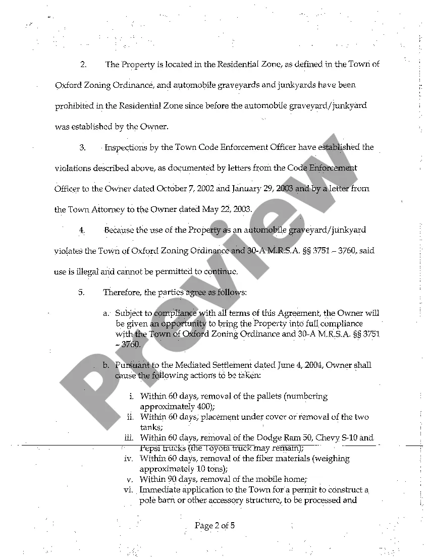 Preview A05 Consent Agreement for Property Owner to Clean Up Property