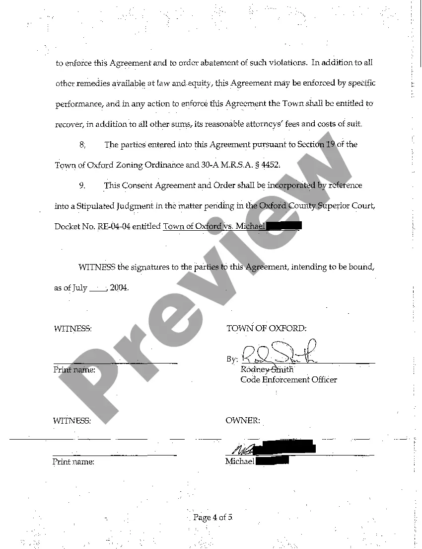 Preview A05 Consent Agreement for Property Owner to Clean Up Property