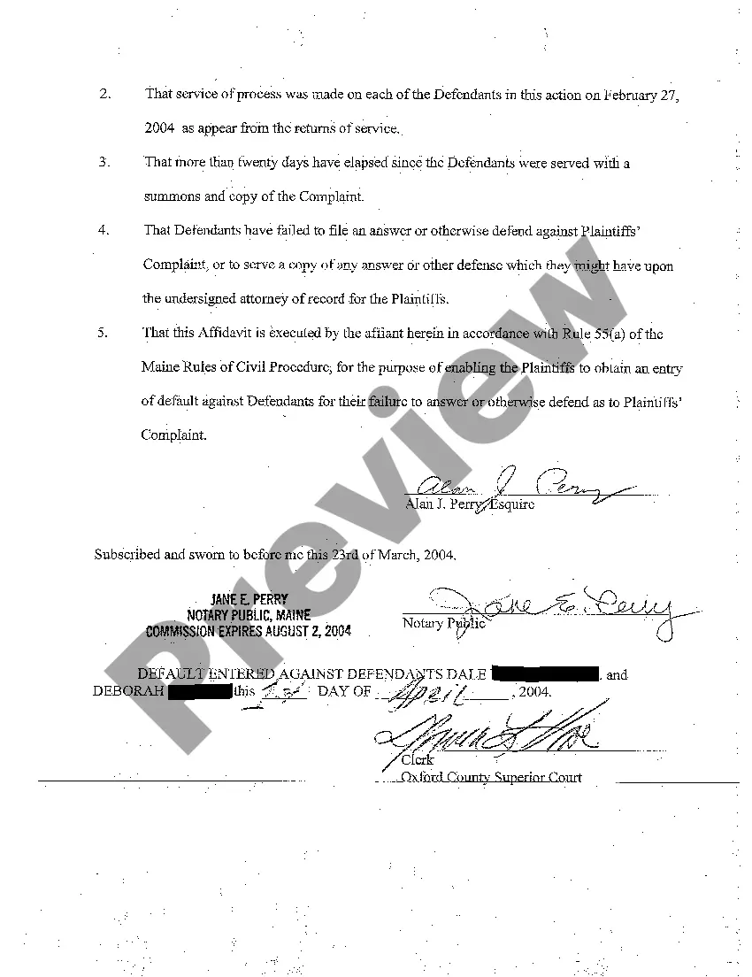 Preview A04 Application to Clerk for Default