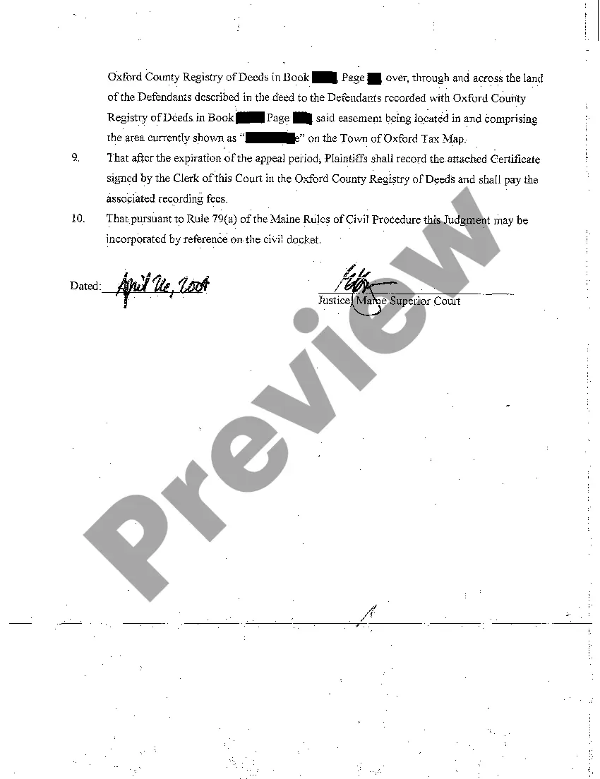 Preview A05 Judgment Granting Easement by Implication or Necessity