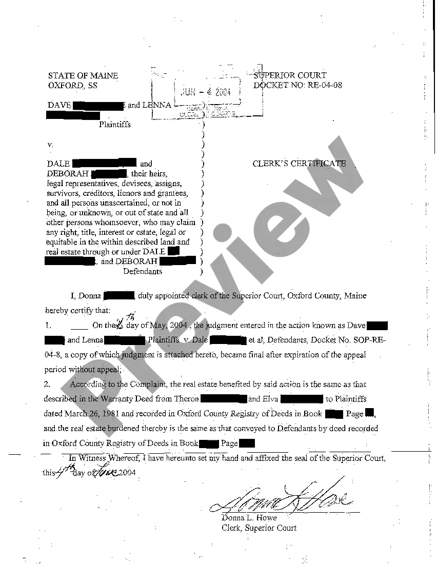 Preview A05 Judgment Granting Easement by Implication or Necessity