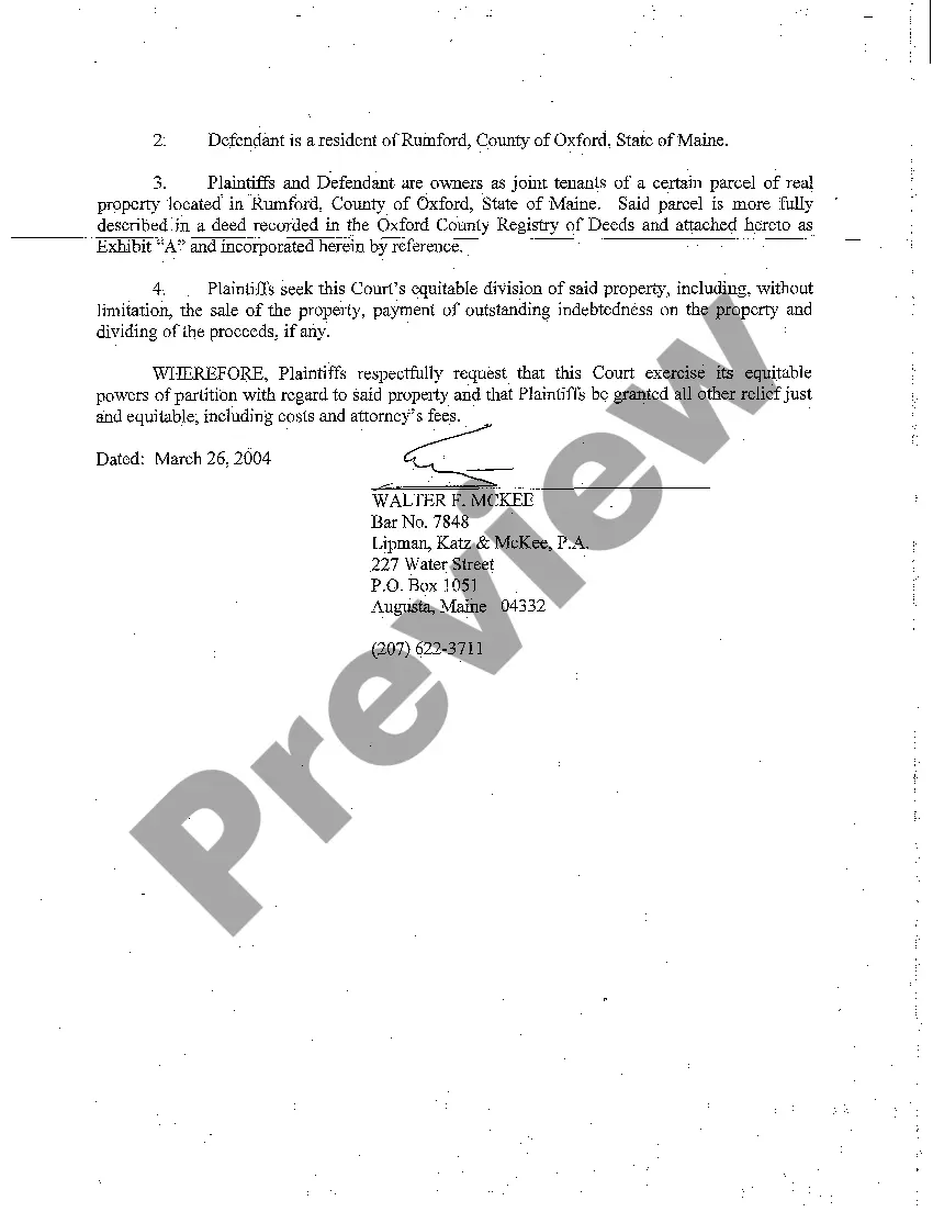 Preview A01 Complaint for Partition