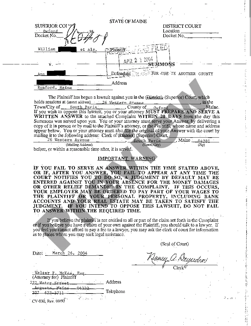 Preview A01 Complaint for Partition