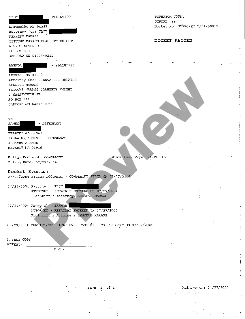 Preview A01 Action for Partition of Real Estate