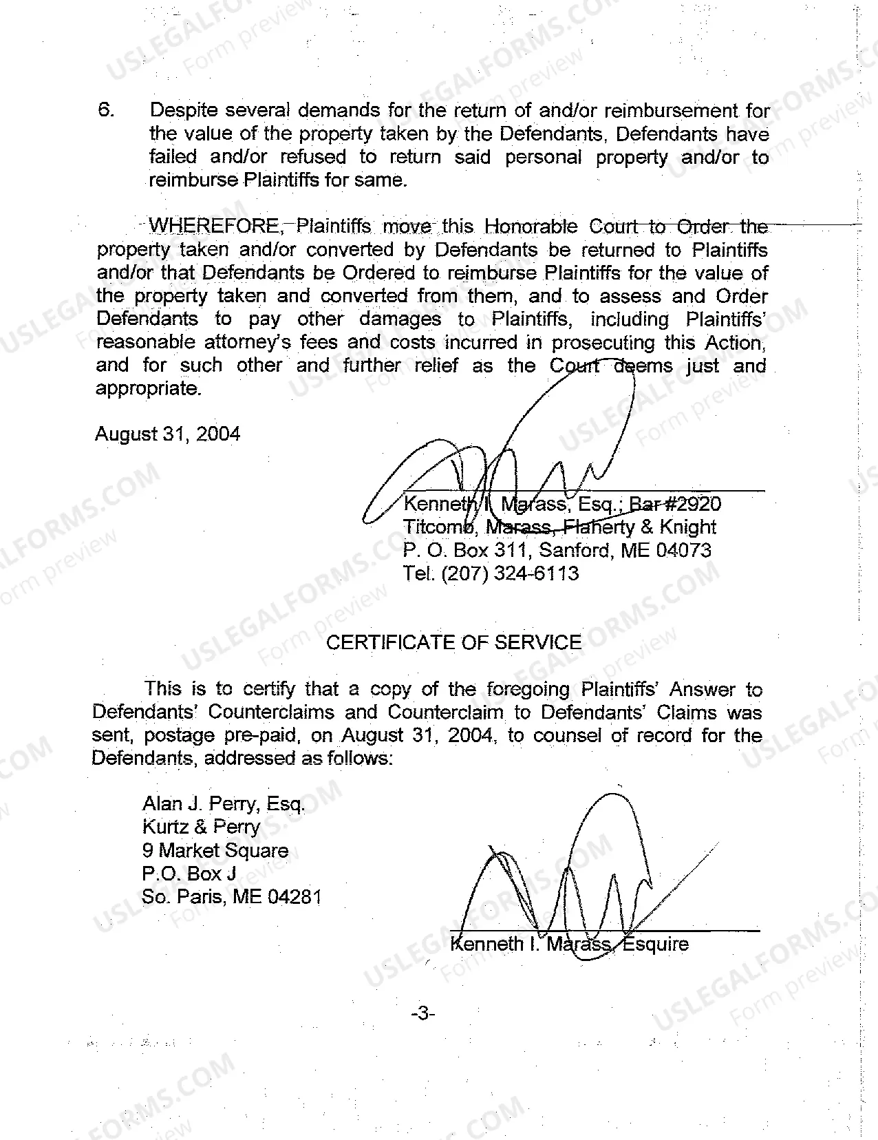 Preview A04 Plaintiff's Answer to Defendants' Counterclaims and Counterclaim to Defendants' Claims