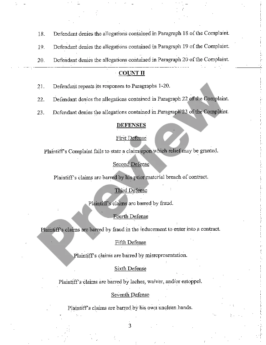Preview A04 Answer, Defenses, and Counterclaims of Defendant