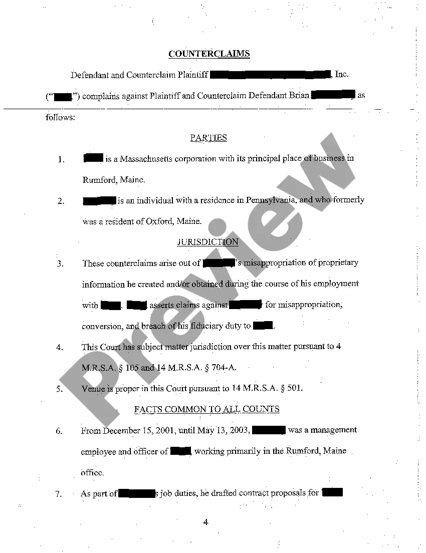Preview A04 Answer, Defenses, and Counterclaims of Defendant