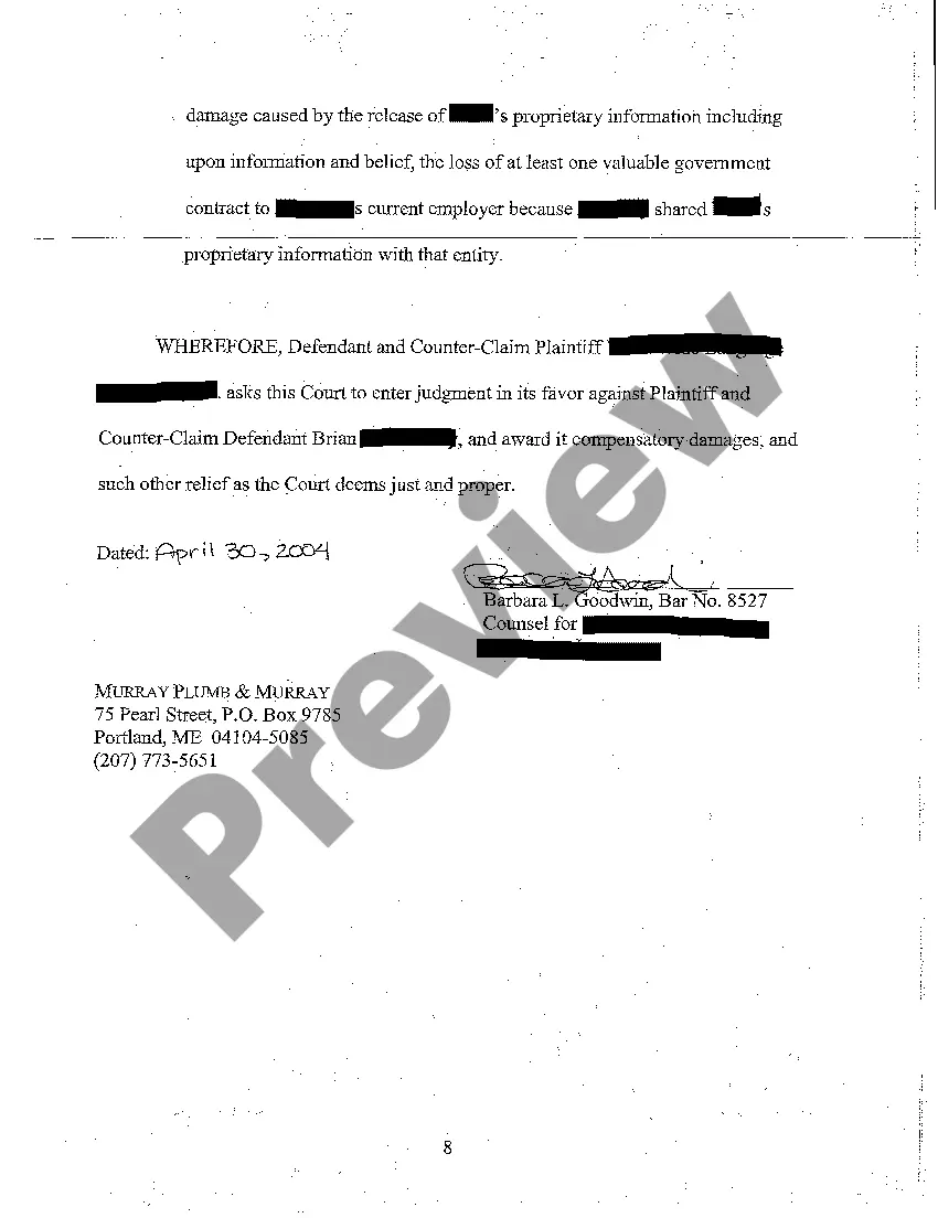 Preview A04 Answer, Defenses, and Counterclaims of Defendant