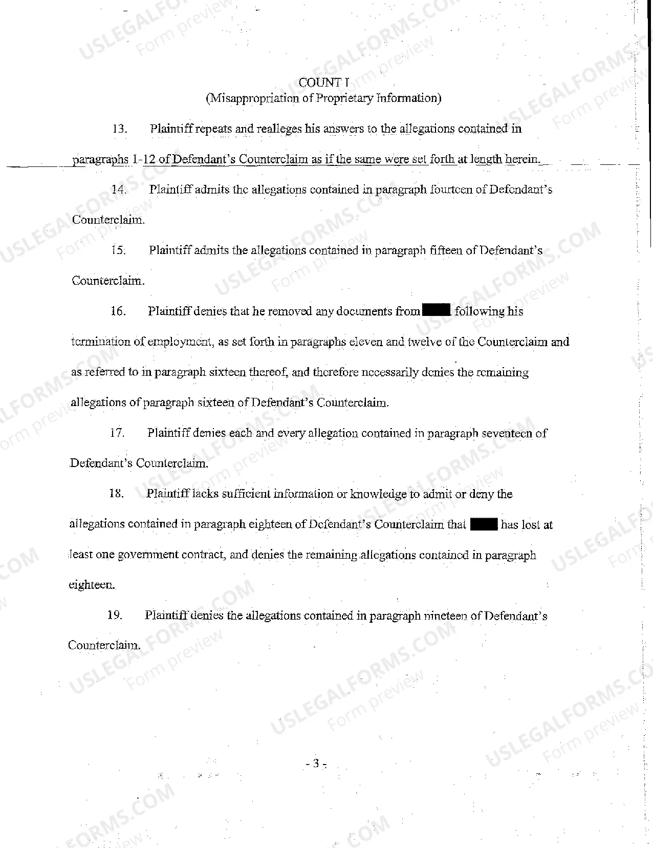 Preview A05 Plaintiff's Reply to Counterclaim