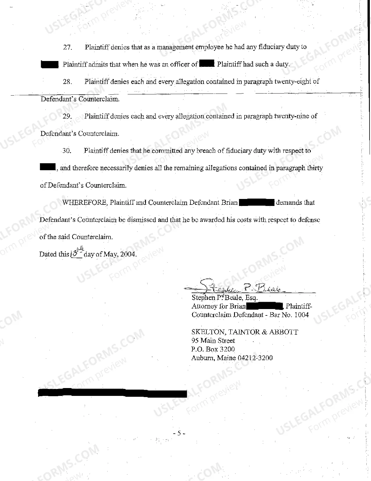 Preview A05 Plaintiff's Reply to Counterclaim